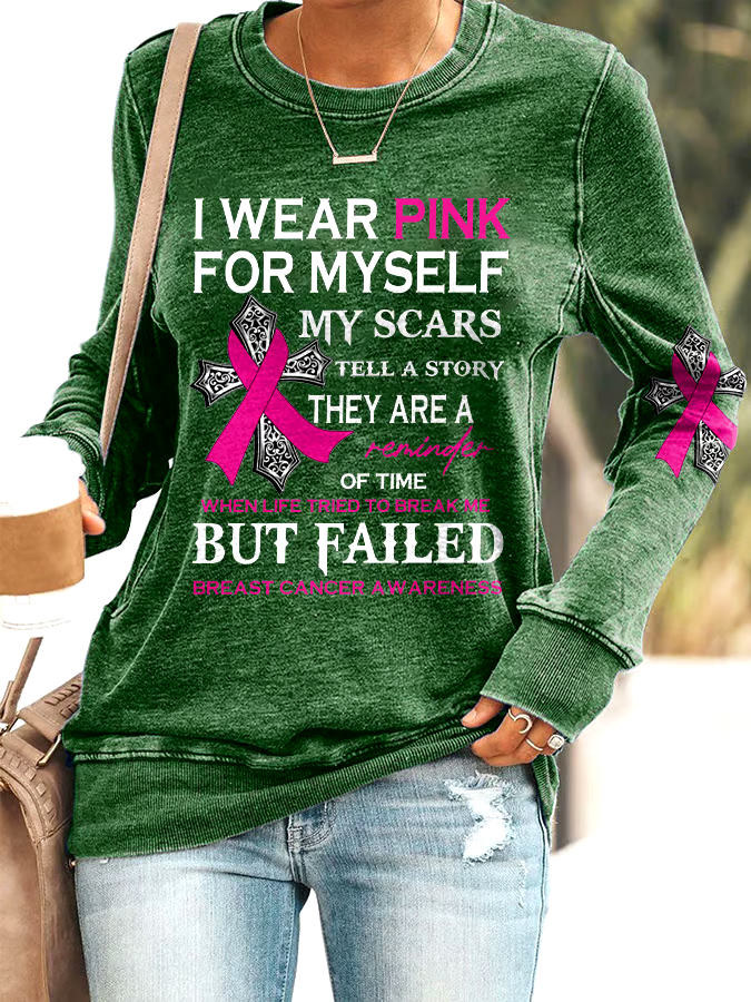 🎀Buy 3 get 12% off丨Faith Breast Cancer Awareness I Wear Pink For Myself Print Sweatshirt 🎀Buy 3 get 12% off丨Faith Breast Cancer Awareness I Wear Pink For Myself Print Sweatshirt