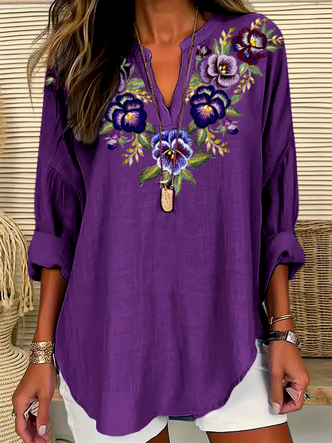 💜Buy 3 get 12% off丨Women's Alzheimer's Purple Floral Casual Shirt