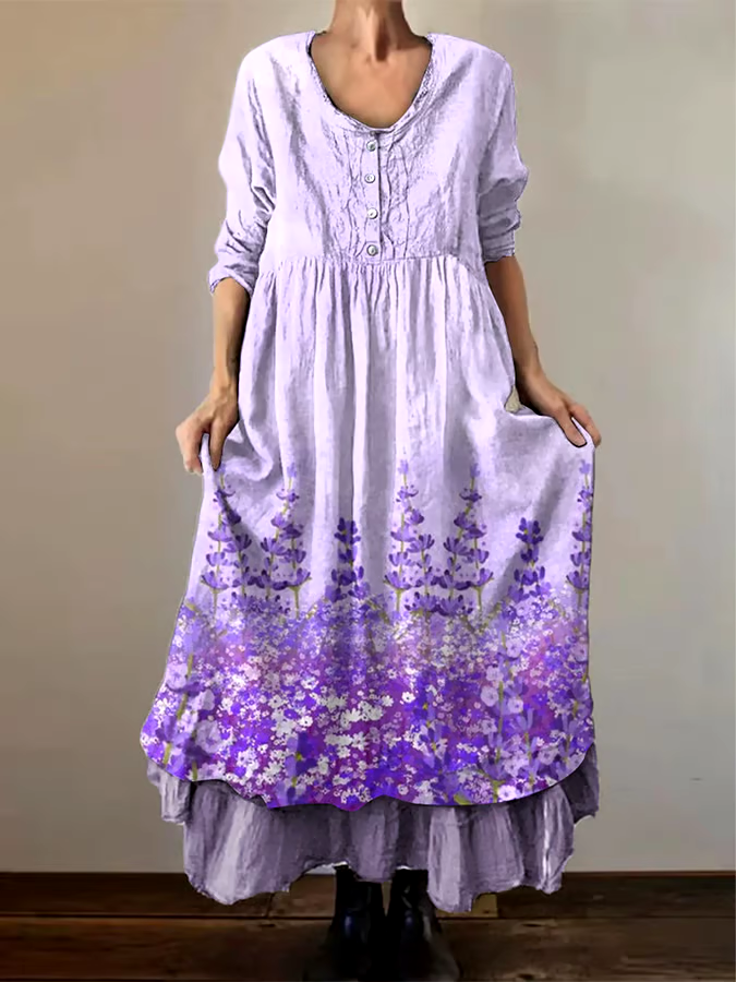 💜Buy 3 get 12% off丨Women's Alzheimer's Awareness Purple Floral Pansy Printed Double-layered Long Skirt
