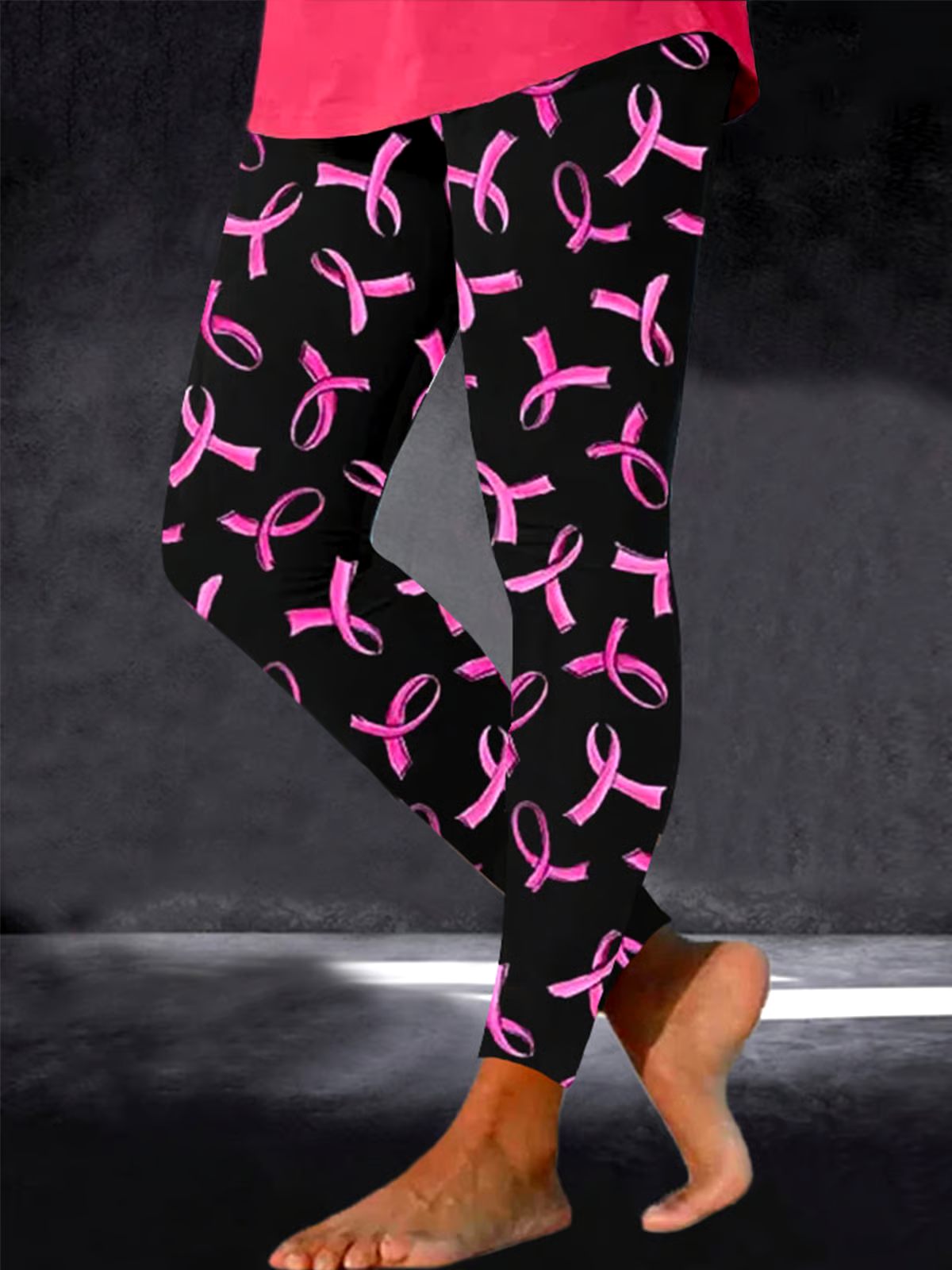 🎀Buy 3 get 12% off丨Women's Breast Cancer Awareness Pink Ribbon Print Leggings
