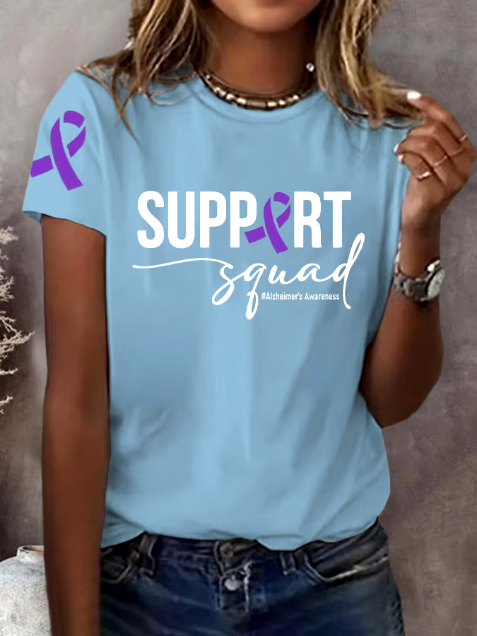 💜Buy 3 get 12% off丨Women's Support Squad Alzheimer's Printed Short-Sleeved T-Shirt 💜Buy 3 get 12% off丨Women's Support Squad Alzheimer's Printed Short-Sleeved T-Shirt