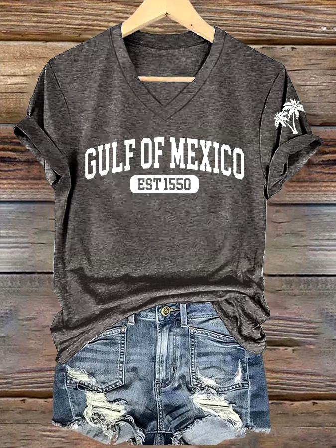 🌊Buy 3 get 12% off丨Women's Gulf Of Mexico Printed V Neck T-Shirt 🌊Buy 3 get 12% off丨Women's Gulf Of Mexico Printed V Neck T-Shirt