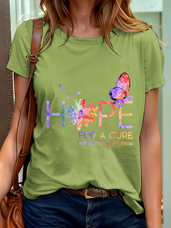 💜Buy 3 get 12% off丨Women's Hope For A Cure Alzheimer Awareness Printed Short-Sleeved T-Shirt 💜Buy 3 get 12% off丨Women's Hope For A Cure Alzheimer Awareness Printed Short-Sleeved T-Shirt