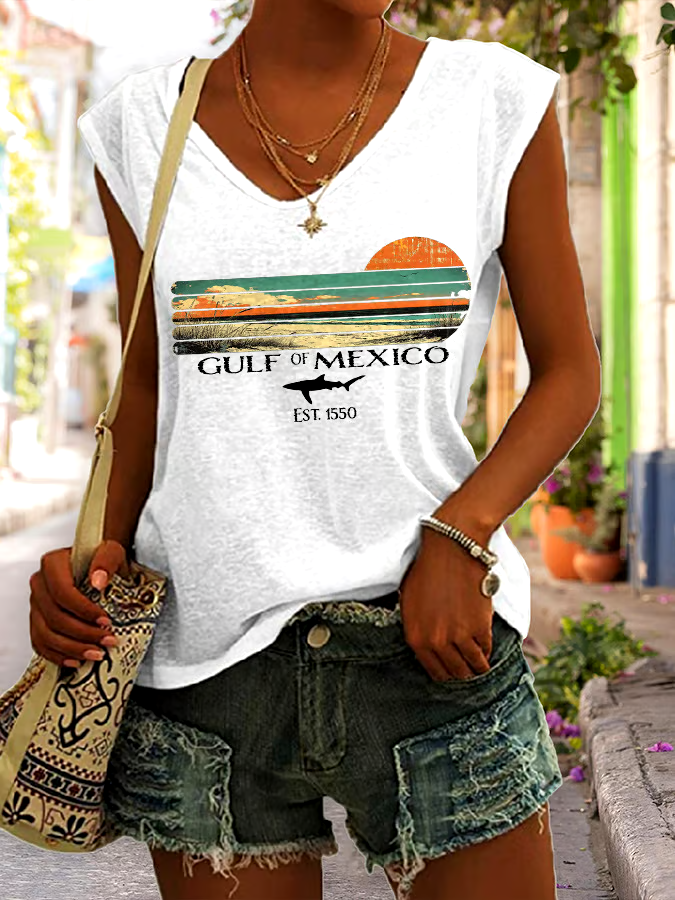🌊Buy 3 get 12% off丨Women's Gulf Of Mexico Print Tank Top 🌊Buy 3 get 12% off丨Women's Gulf Of Mexico Print Tank Top