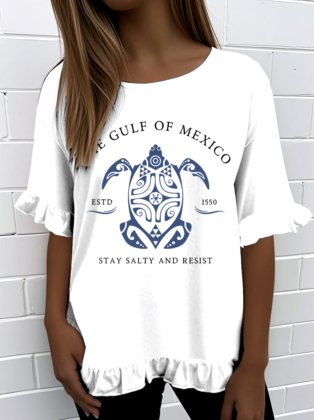 🌊Buy 3 get 12% off丨Women's Gulf Of Mexico Print Round Neck T-Shirt 🌊Buy 3 get 12% off丨Women's Gulf Of Mexico Print Round Neck T-Shirt