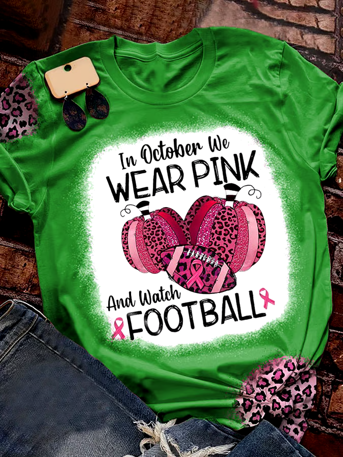 🎀Buy 3 get 12% off丨In October We Wear Pink And Watch Football Leopard Print T-Shirt 🎀Buy 3 get 12% off丨In October We Wear Pink And Watch Football Leopard Print T-Shirt