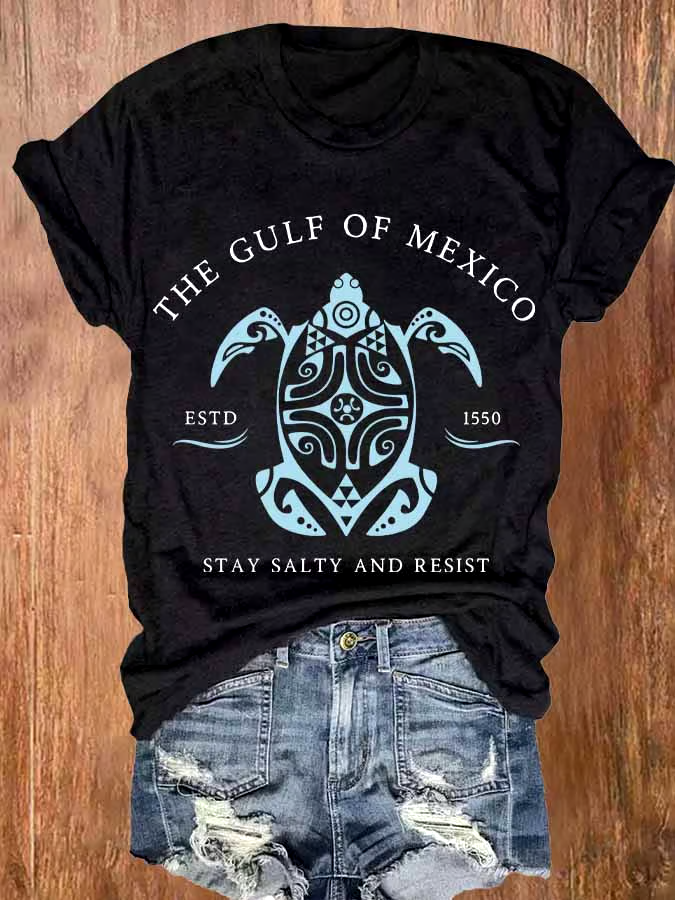 🌊Buy 3 get 12% off丨Women's Gulf Of Mexico Print Round Neck T-Shirt 🌊Buy 3 get 12% off丨Women's Gulf Of Mexico Print Round Neck T-Shirt