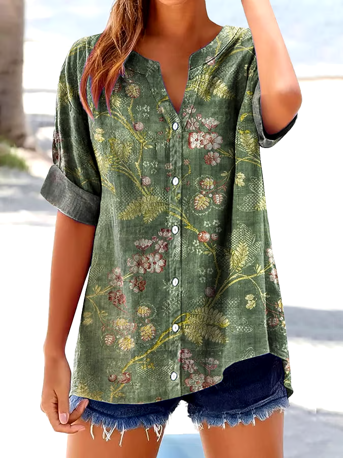 🌸Buy 3 get 12% off丨Women's Casual Retro Floral Print Shirt