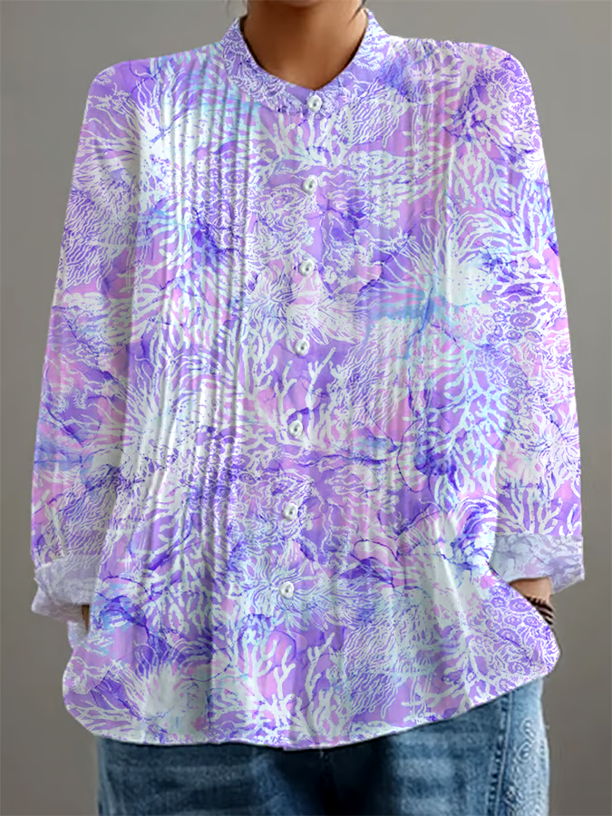 💜Buy 3 get 12% off丨Women's Purple Floral Print Casual Comfort Cotton Shirt