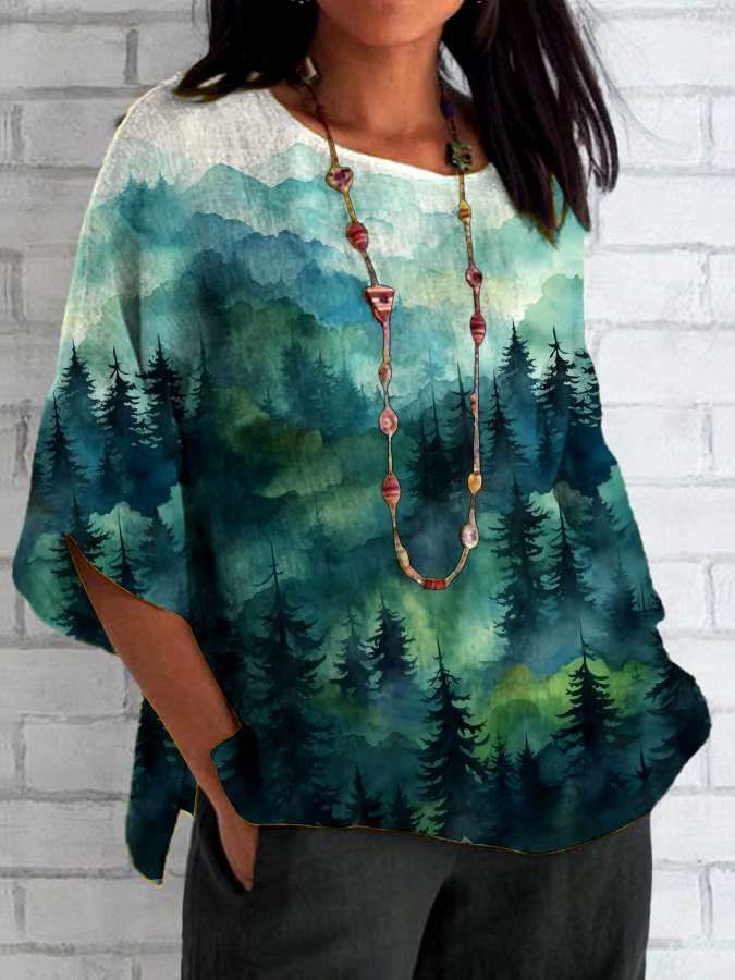 🌳Buy 3 get 12% off丨Women's Forest Print Shirt丨🌿100% natural cotton