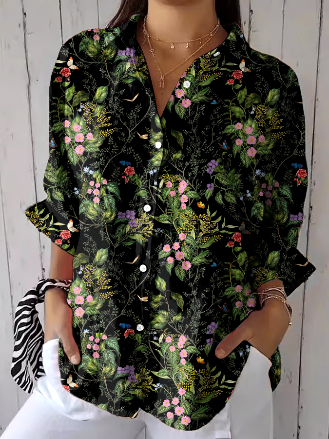 🌳Buy 3 get 12% off丨Women's Casual Forest Floral Cotton And Linen Shirt