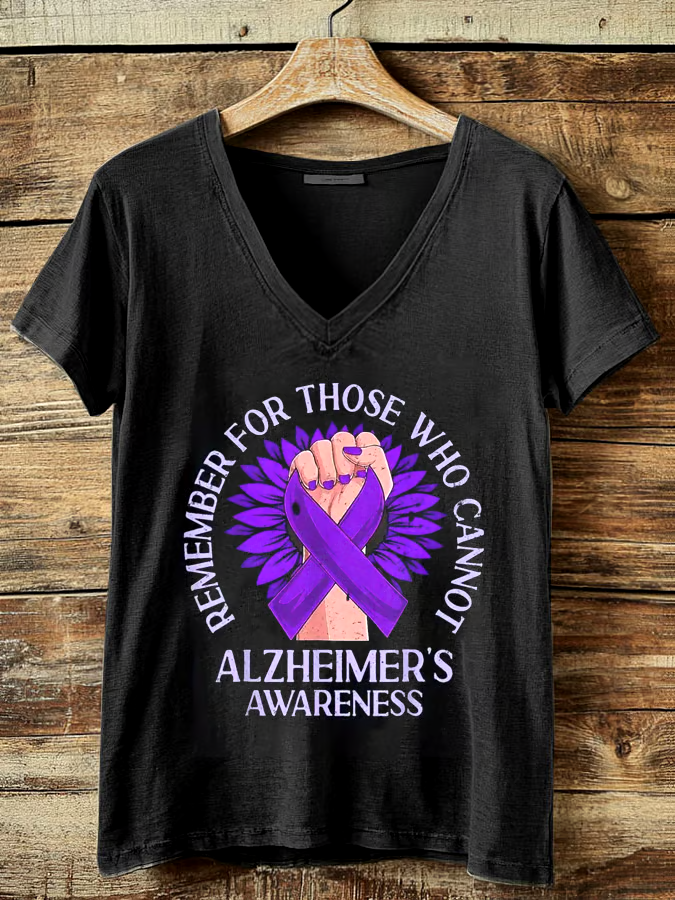 💜Buy 3 get 12% off丨Women's Alzheimer's Awareness Support V-Neck Tee