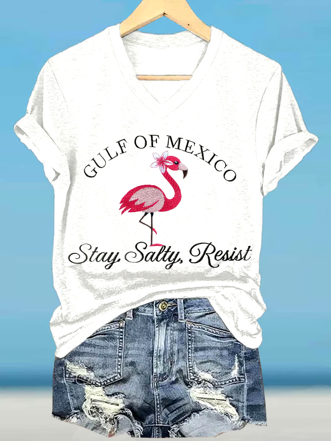 🌊Buy 3 get 12% off丨Women's Gulf Of Mexico Printed V Neck T-Shirt 🌊Buy 3 get 12% off丨Women's Gulf Of Mexico Printed V Neck T-Shirt