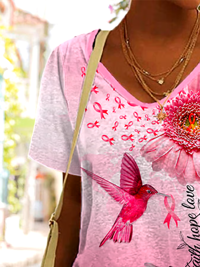 🎀Buy 3 get 12% off丨Faith Hope Love Breast Cancer Awareness Print T-Shirt 🎀Buy 3 get 12% off丨Faith Hope Love Breast Cancer Awareness Print T-Shirt