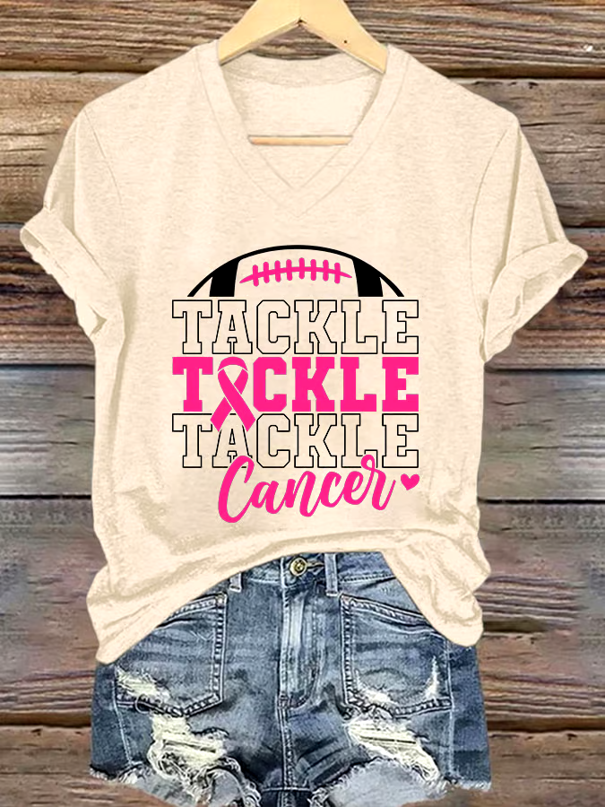🎀Buy 3 get 12% off丨Women's Casual Breast Cancer Cure Graphic Print V-Neck Short Sleeve T-Shirt 🎀Buy 3 get 12% off丨Women's Casual Breast Cancer Cure Graphic Print V-Neck Short Sleeve T-Shirt