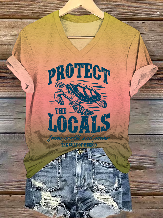 🌊Buy 3 get 12% off丨Women's Gulf Of Mexico Print V Neck T-Shirt 🌊Buy 3 get 12% off丨Women's Gulf Of Mexico Print V Neck T-Shirt