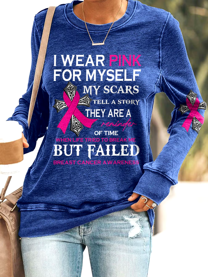 🎀Buy 3 get 12% off丨Faith Breast Cancer Awareness I Wear Pink For Myself Print Sweatshirt 🎀Buy 3 get 12% off丨Faith Breast Cancer Awareness I Wear Pink For Myself Print Sweatshirt