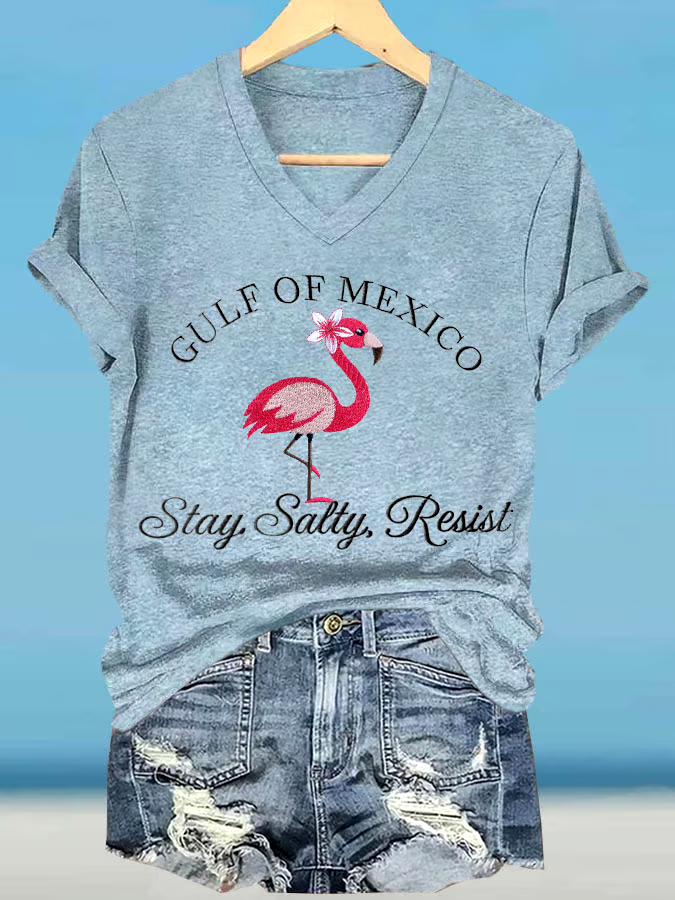 🌊Buy 3 get 12% off丨Women's Gulf Of Mexico Printed V Neck T-Shirt