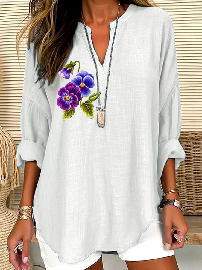 💜Buy 3 get 12% off丨Women's Purple Floral Loose Long Sleeve Crew Neck Top 💜Buy 3 get 12% off丨Women's Purple Floral Loose Long Sleeve Crew Neck Top