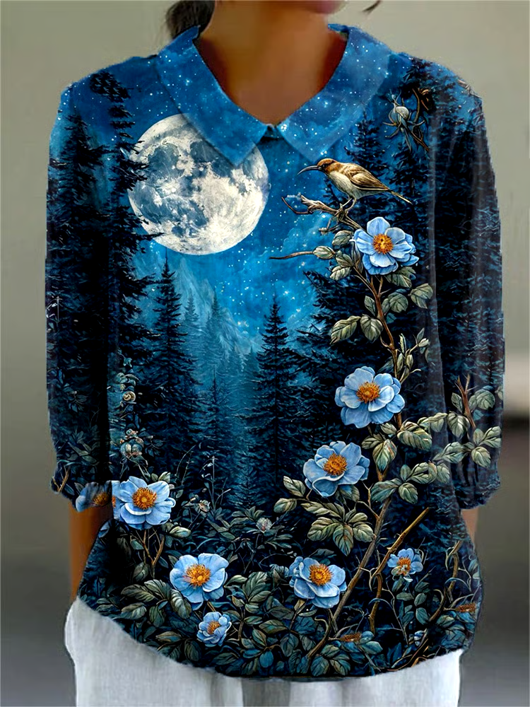 🌳Buy 3 get 12% off丨Women's Retro Forest Print Shirt丨🌿100% natural cotton