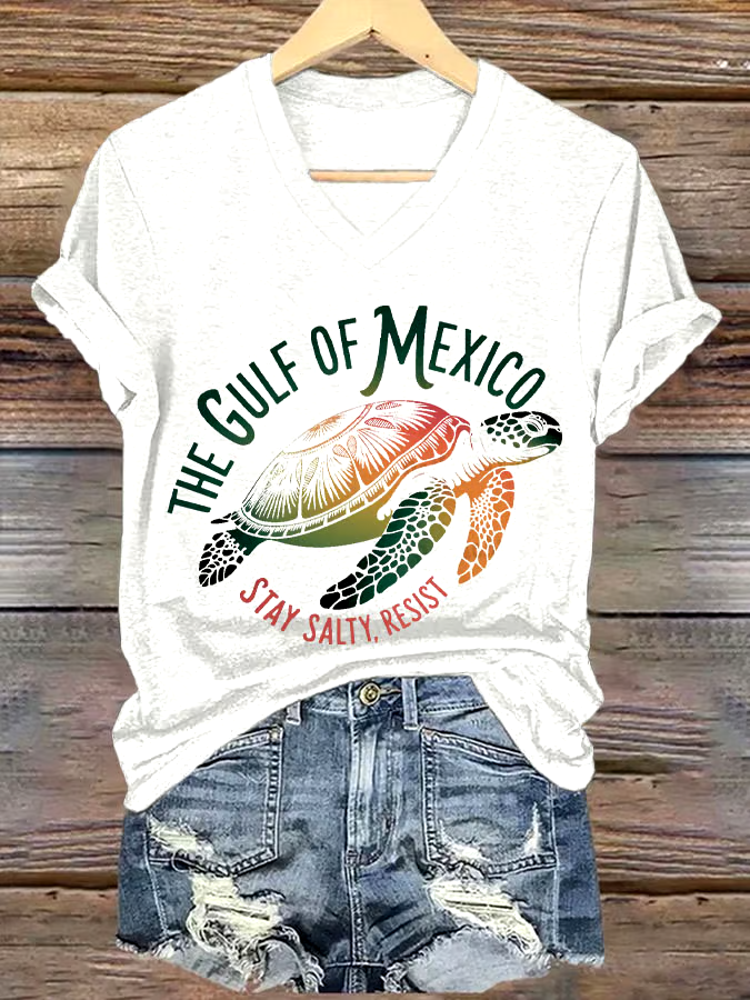 🌊Buy 3 get 12% off丨Women's Sea Turtle The Gulf Of Mexico Printed V Neck T-shirt 🌊Buy 3 get 12% off丨Women's Sea Turtle The Gulf Of Mexico Printed V Neck T-shirt