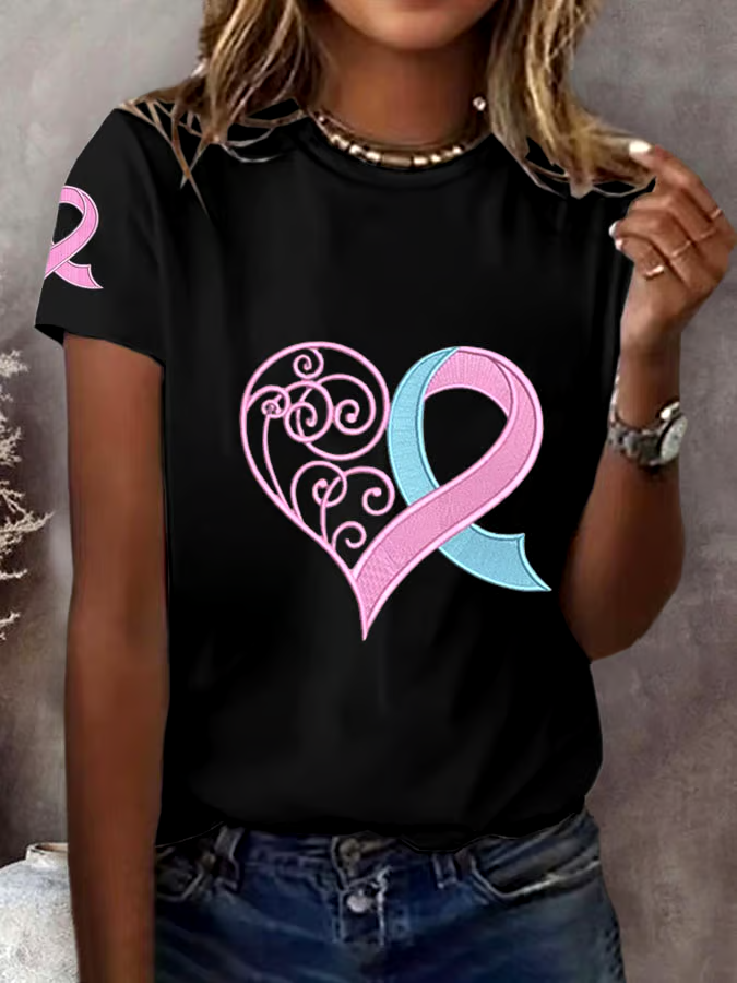 🎀Buy 3 get 12% off丨Women's Breast Cancer Awareness Love Pink Ribbon Print Casual T-Shirt 🎀Buy 3 get 12% off丨Women's Breast Cancer Awareness Love Pink Ribbon Print Casual T-Shirt