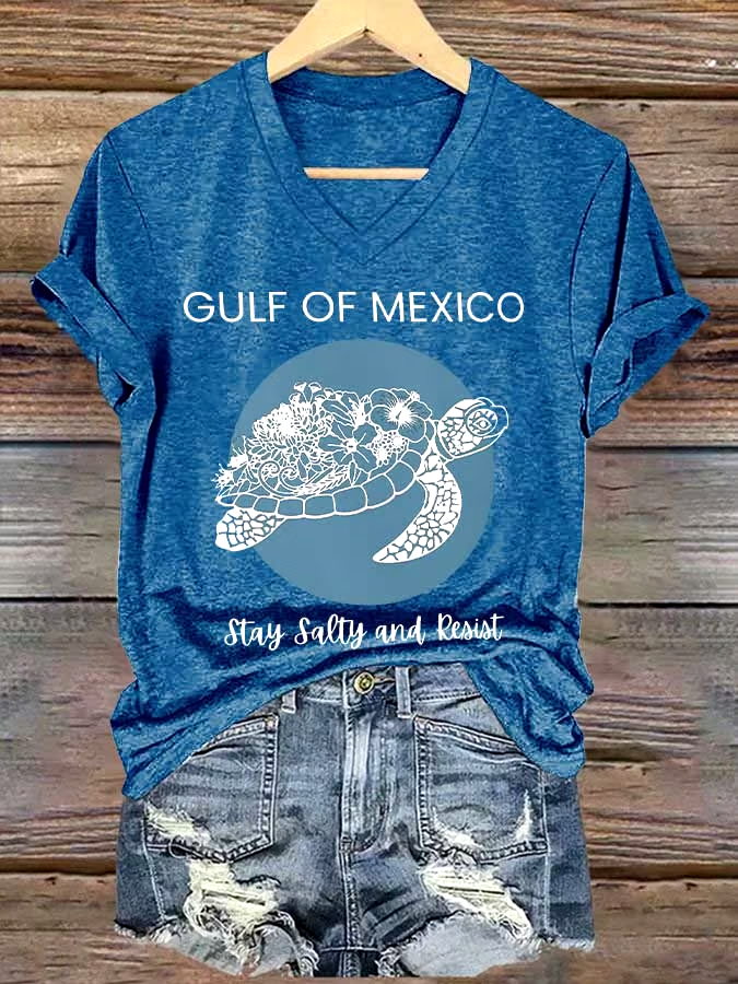 🌊Buy 3 get 12% off丨Women's Gulf Of Mexico Printed V Neck T-shirt 🌊Buy 3 get 12% off丨Women's Gulf Of Mexico Printed V Neck T-shirt
