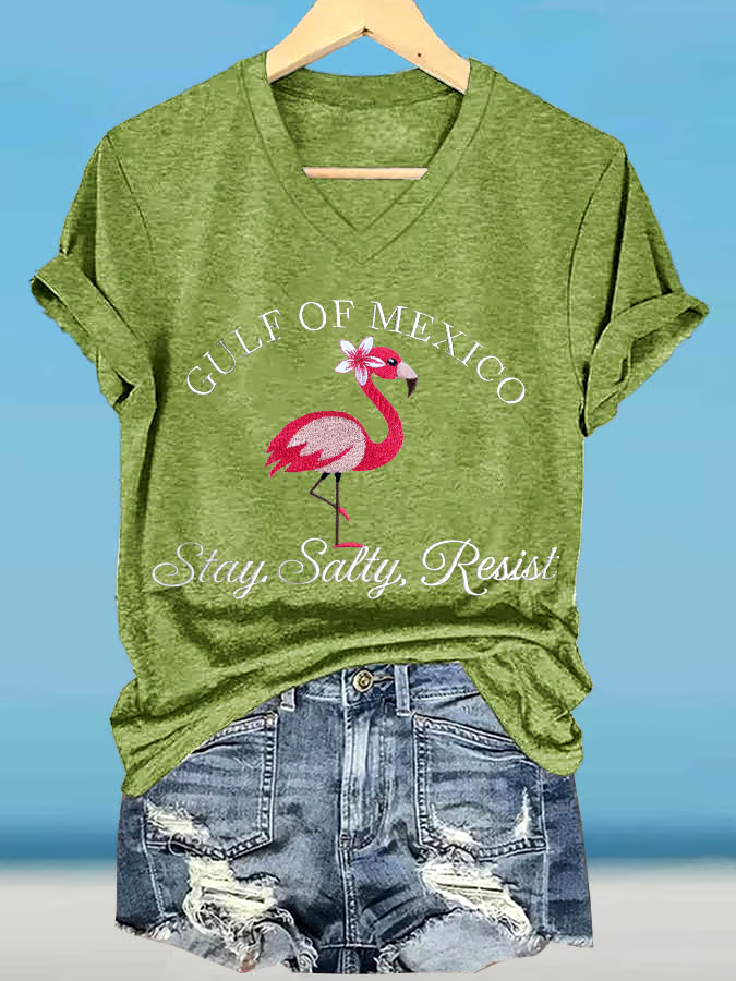 🌊Buy 3 get 12% off丨Women's Gulf Of Mexico Printed V Neck T-Shirt 🌊Buy 3 get 12% off丨Women's Gulf Of Mexico Printed V Neck T-Shirt