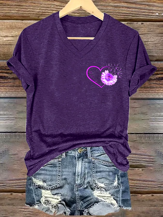 💜Buy 3 get 12% off丨Women's Alzheimer's I Will Remember Awareness Print Short Sleeve T-Shirt