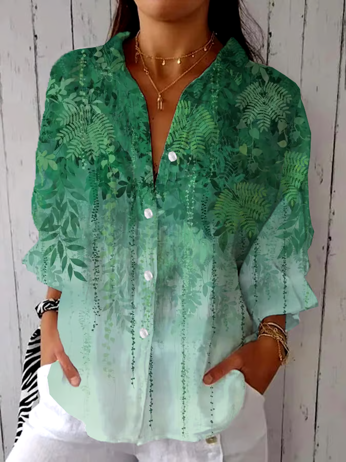 🌳Buy 3 get 12% off丨Women's Retro Forest Design Printed Casual Shirt丨🌿100% natural cotton