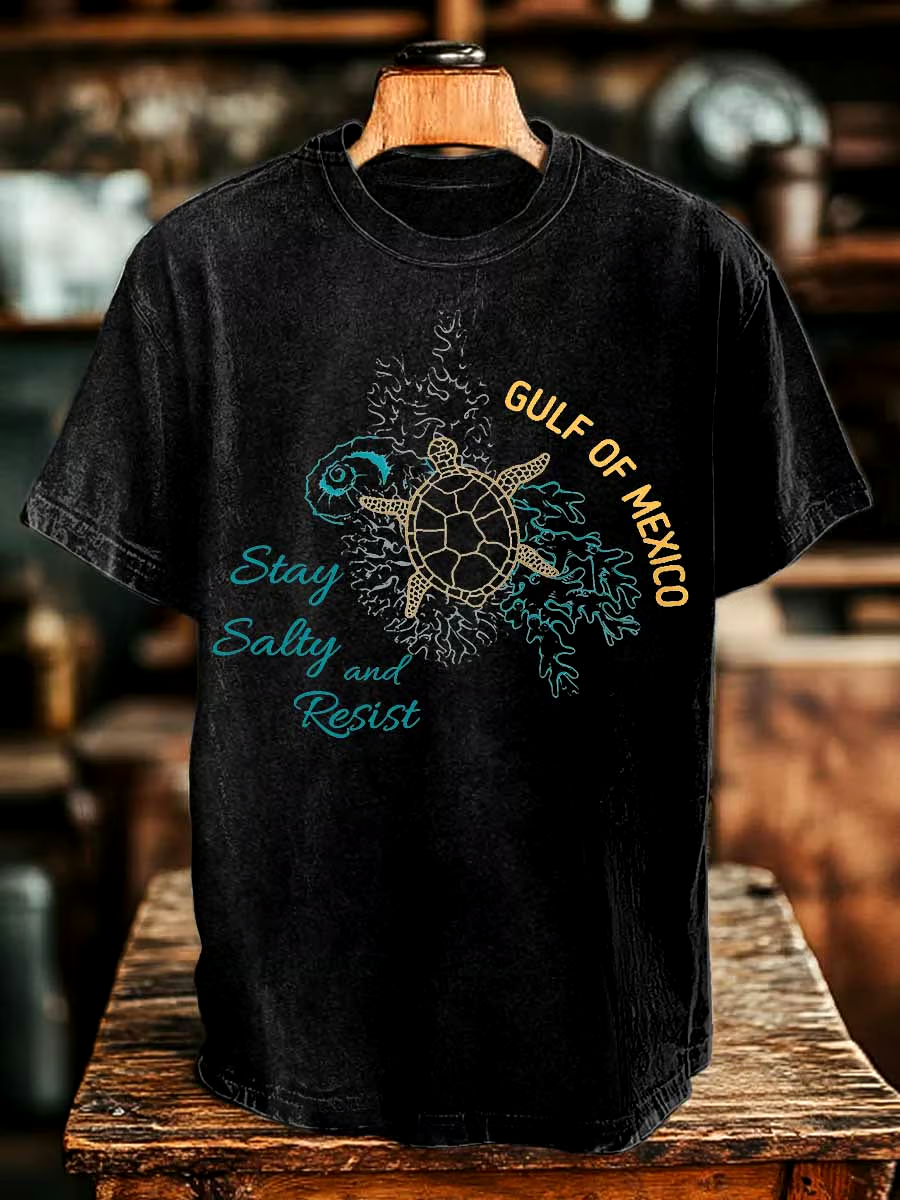 🌊Buy 3 get 12% off丨Men's Gulf Of Mexico Printed Round Neck T-Shirt