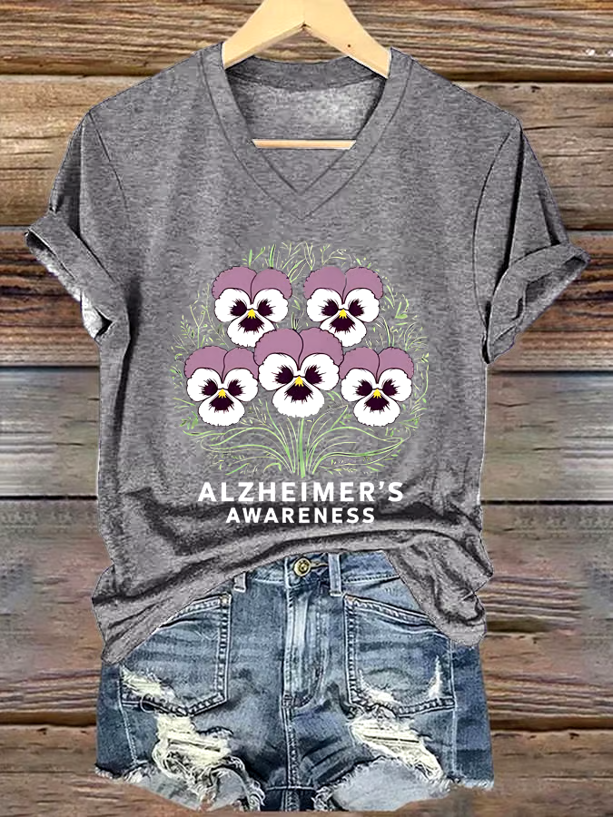 💜Buy 3 get 12% off丨Women's Alzheimer's Awareness Print Short Sleeve T-Shirt 💜Buy 3 get 12% off丨Women's Alzheimer's Awareness Print Short Sleeve T-Shirt
