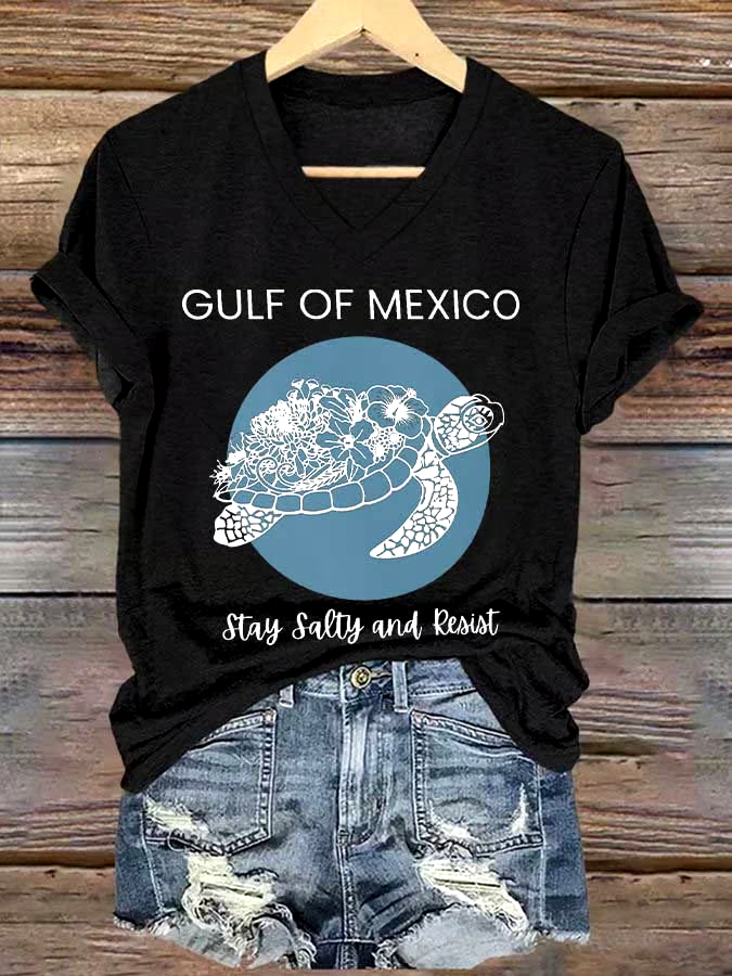 🌊Buy 3 get 12% off丨Women's Gulf Of Mexico Printed V Neck T-shirt 🌊Buy 3 get 12% off丨Women's Gulf Of Mexico Printed V Neck T-shirt