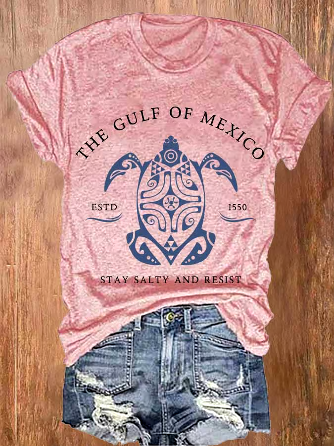 🌊Buy 3 get 12% off丨Women's Gulf Of Mexico Print Round Neck T-Shirt 🌊Buy 3 get 12% off丨Women's Gulf Of Mexico Print Round Neck T-Shirt