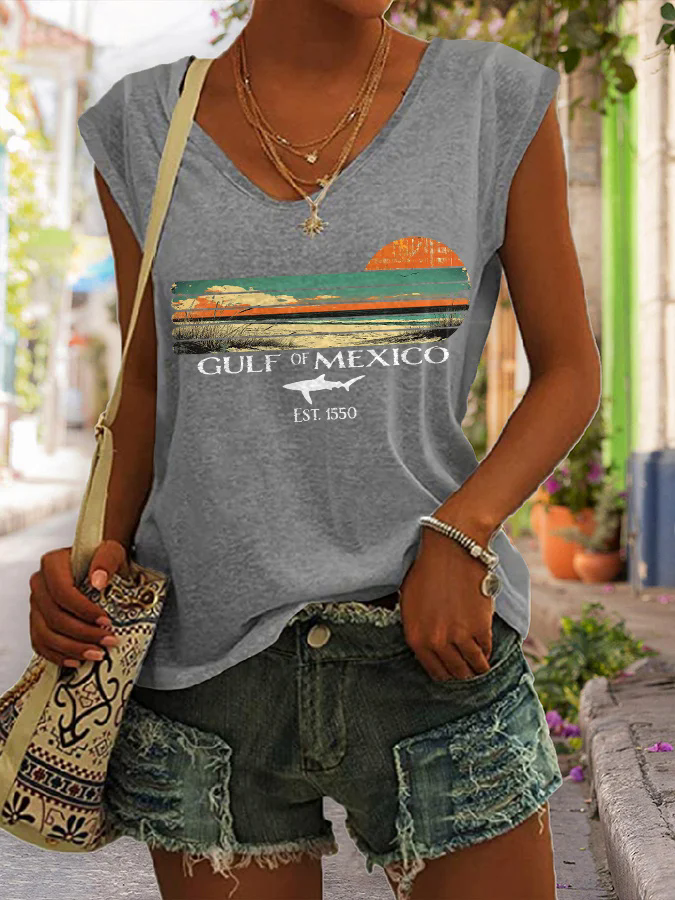 🌊Buy 3 get 12% off丨Women's Gulf Of Mexico Print Tank Top 🌊Buy 3 get 12% off丨Women's Gulf Of Mexico Print Tank Top